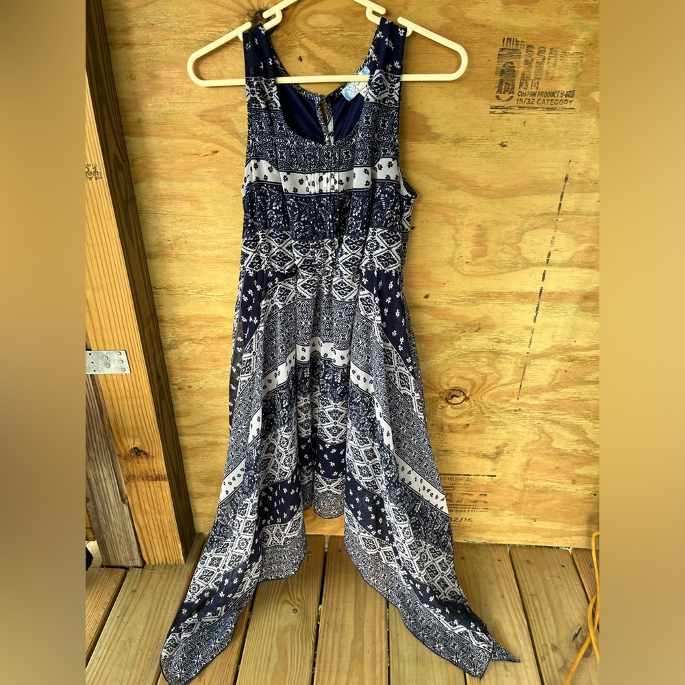 Navy blue summer flow dress, bandana design